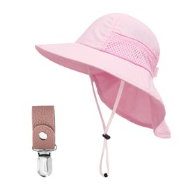 ZGDEIWGF 1 Kids Fishing Hat, 1 Hat Clip, Girls Sun Hat, Outdoor Kids Sun Hat, Summer Fishing Hat, pink