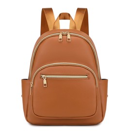 JIANLINST Backpack Women's Small Fashion Backpacks PU Leather Rucksack Mini Backpack School Bag for Girls Casual Daypacks Brown