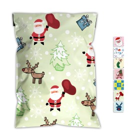 Green Christmas Gift Printed Shipping Bags,2.4mil Thick Shipping Bags, Waterproof and Tear-Resistant Self-Sealing Packaging BagsColor: Pink Santa, Size: 14.5x19 lnch 50pcs