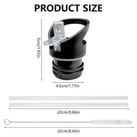 Pack of 2 Straw Lids Standard Mouth, Easy Lid Drinking Bottle Replacement, Drinking Bottle Replacement Parts, Straw Lid with Brush and Straw, for Drinking Bottle, Standard Mouth Bottle Replacement Lid