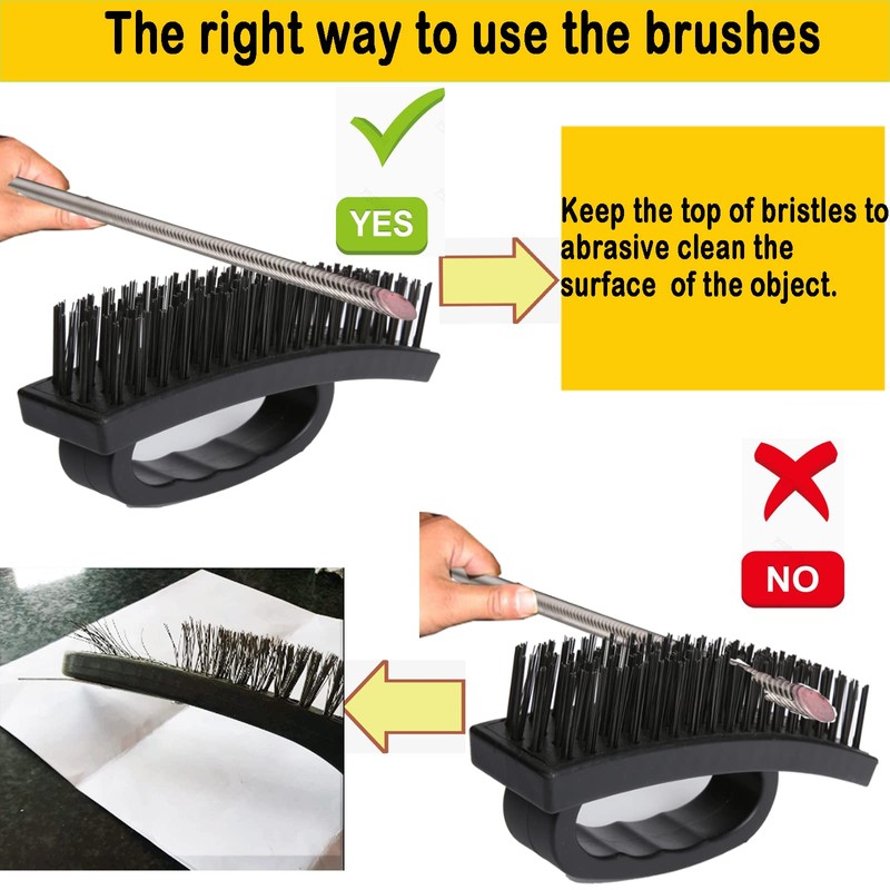 Wire Brush Set of Heavy Duty, 4 Rows Carbon Steel
