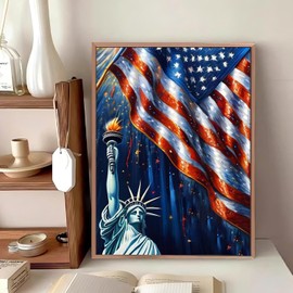 Reivworl Independence Day Diamond Art Kits for Adults, Flag Diamond Painting Kits, Gem Art Kit for Gifts and Home Interior Decor 12x16 Inch