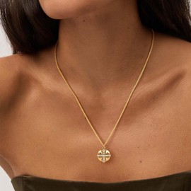 VACRONA Coin Pendant Necklace 14K Gold Plated Cute Round Coin Cross Faith Pendant Necklaces Dainty Everyday Jewelry for Women