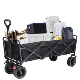 Wagons Carts Foldable, Collapsible Wagon Heavy Duty with Wheels, Portable Large Capacity Utility Wagon for Beach Shopping Garden Camping(440 LBS Capacity)