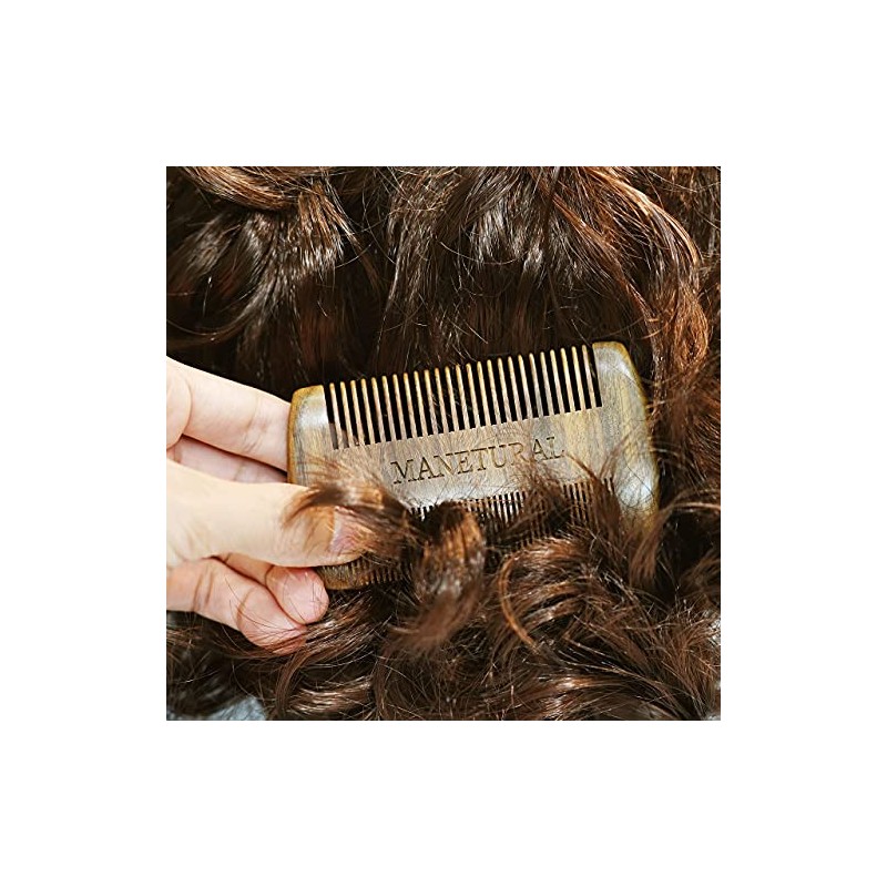 Peine Madera Barba Estuche Dientes Finos Doble Acción Kit Cuidado