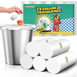 T.FORING 13 Gallon Tall Kitchen Trash Bags - 110 Count Clear Plastic Garbage Bags Unscented Trash Can Liners Strong Waste Basket Bags 49.2 Liter for Home and Office Bins