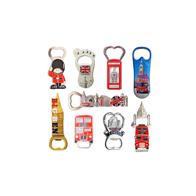 Set of 9 Famous UK England London Icons Bottle Opener