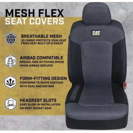 CAT MeshFlex Front Seat Covers Set Black & Gray, CASC-2284-GR