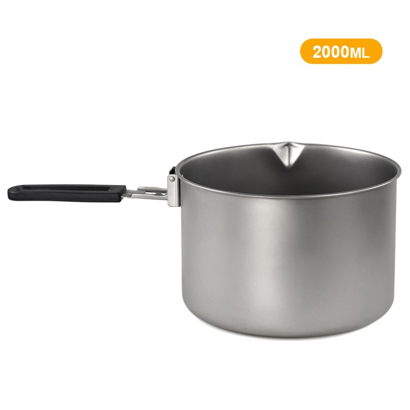 [通拓商品]2000ml / 2800ml Camping Titanium Pot with Foldable Handle Outdoor