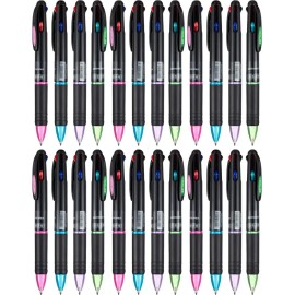 Pack de 24 Bolígrafos Retráctiles Suptikes de Gel con 4 Colores de Tinta