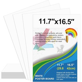 10 Pcs Poster Board 11.7 x 16.5 Inches White Poster Board Paper Bulk, ROOKEA 250 GSM Thickness Vision Board Blank Graphic Display Posterboards for Drawing Artwork School Arts Crafts Projects