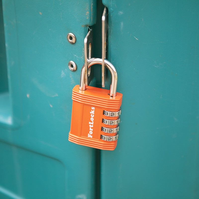 FortLocks Padlock - 4 Digit Combination Lock for Gym Outdoor