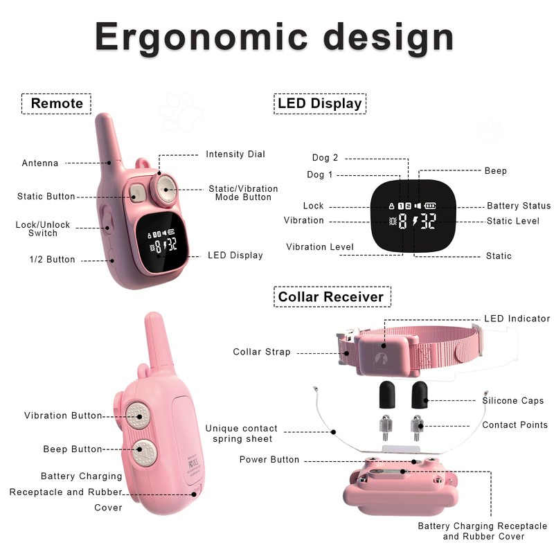 Pikabiu Dog Shock Collar with Remote Control 1800 FT, Adjustable