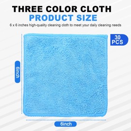 Tanlade Microfiber Cleaning Cloth 6"x6" Cleaning Rags Reasonable Kitchen Towels Microfiber Towels Cars Wash Dry Erase Cloth (Blue/Light Blue/Dark Blue,30 Pcs)