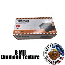 Elite Products Firm Touch Black Nitrile Disposable Gloves 8 Mil Raised Diamond Texture, 100/box - S