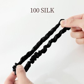 Byitre 6PCS 19 Momme Mulberry Silk Hair Tie,100% Pure Silk Hair Scrunchie Worn on Trip, Party, Daily Life and Other Occasions, Suitable for Giving Yourself, Family and Friends Hair Accessorie(Black)