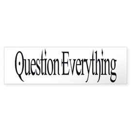 CafePress Question Everything 10"x3" Rectangle Vinyl Bumper Sticker Car Decal