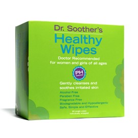 Dr. Soother's Healthy Wipes - PH Balanced Feminine Hygiene, Unscented, Hypoallergenic, Alcohol & Fragrance Free - 60 Individually Wrapped Cleansing Wipes for Women & Girls