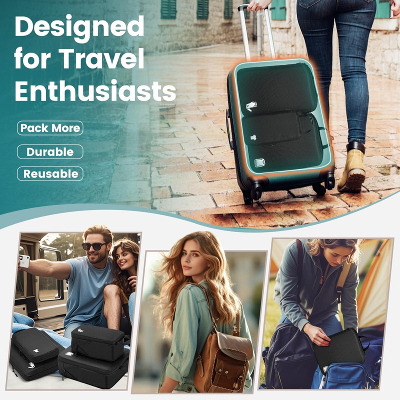 Compression Packing Cubes for Backpack 6 Black