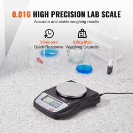 Happybuy 600g x 0.01g Analytical Balance, High Precision Digital Lab Scale, LCD Display, 6 Units Conversion, Jewelry & Scientific Weighing Scale for Lab