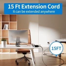 NTONPOWER Flat Extension Cord 15 Ft Power Strip Flat Plug Extension Cord with Multiple Outlets 0.11in Flat Cord USB Power Strip with 3AC Outlet & 2 USB C+2USB A Cruise Approved & Compatible Rug