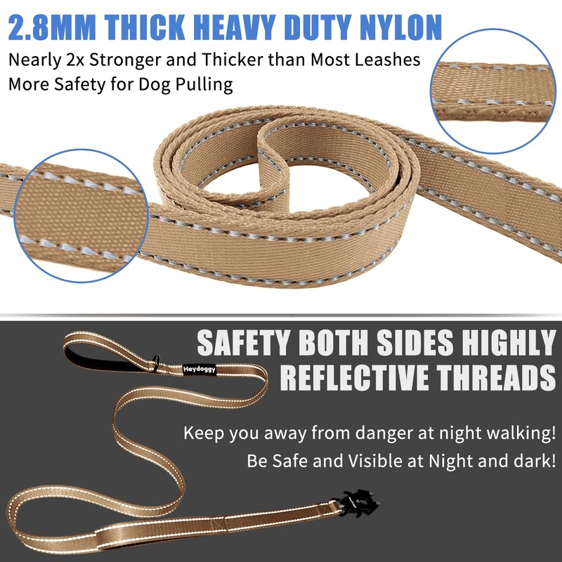 Strong Heavy Duty Dog Leash - 5ft Reflective Nylon Training
