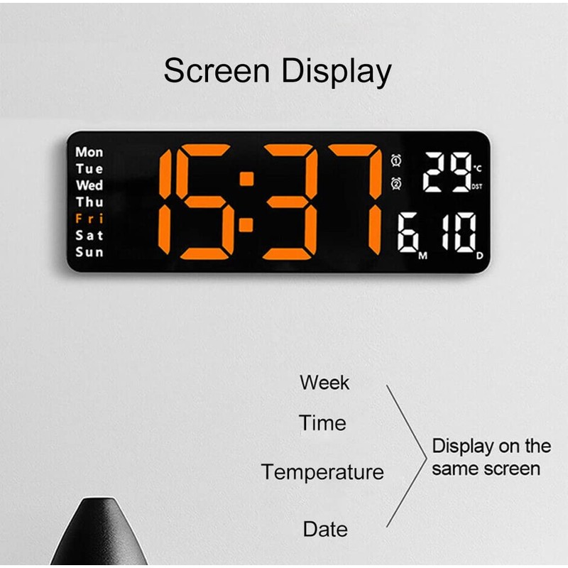 Lancoon LED Electronic Wall Clock, 13 Inch Large Screen with