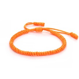 COLORFUL BLING Hand-Knitted Lucky String Bracelet Adjustable Tibetan Buddhist Prayer Yoga Mala Bracelets Kabbalah Protection Couple Jewelry-orange
