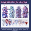 Allstarry Nail Glitter 4Pcs Holographic America's Patriotic Nail Art Glitter