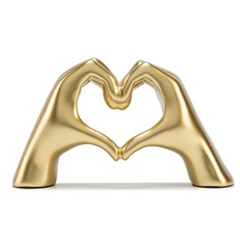 FANTESTICRYAN Medium Heart Hands Statues Hand Love Sculpture Cute Decorative Home Decor Ornaments for Living Room, Wedding, Office Desktop, Cabinets, Bookshelf (Gold, Medium)