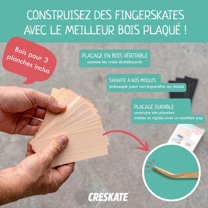 Creskate - MDF Board Standard Fingerboard - 3 Boards, Wood