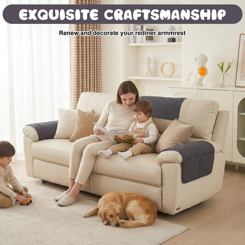 3Pcs Sofa Armrest Headrest Covers Set, Anti-Slip Armchair Protectors