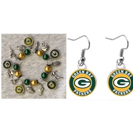 Unbranded Green Bay Packers Earring and Bracelet set