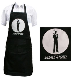 Licence to Grill James Bond Novelty Apron. BBQ or Kitchen. Men & Women Fantastic Gift