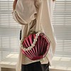 Meliyya Women's Shell Clutch Acrylic Handbag Beads Handle Chain Evening