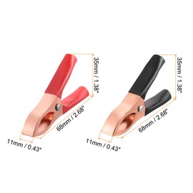 Rebower Alligator Clips Electrical Test Clamps, [for Charging and Testing Batteries] - Copper Plated/Black Red / 15A / 4Pcs