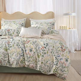 HighBuy Botanical Floral Twin XL Comforter Set Garden Floral Bedding Comforters Lightweight Microfiber Bedding Set Boho Chic Fluffy Soft Flower Comforter Twin XL with 2 Pillowcases,All Season