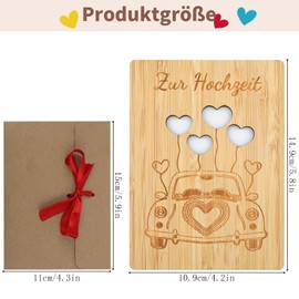 Deepton Wooden Wedding Card, Greeting Cards for Wedding with Envelope, Writeable Love Letter Card for Wedding, Anniversary, Valentine's Day Card Wood