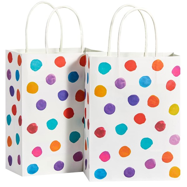 SUNCOLOR 24 Pack 9" Small Party Favor Bags Goodie Bags for Birthday Party Gift Bags With Handle(Polka Dot)