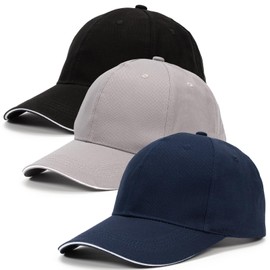 Dzpuhuojz 3 Pack Baseball Caps, Full Cotton Men's Hats & Caps, Adjustment Hats for Golf Running Sports Outdoor Workouts, Blue+Grey+Black Caps