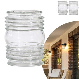 Satco 50-114 Clear Porch Glass Shade, 3-3/4" Diameter, 4-1/2" Height, 3-1/4" Fitter, Clear Glass, Replacement Globe for Outdoor Porch Lights, Wall Sconces, Pendant Fixtures, and Post Lanterns (2 Pack)
