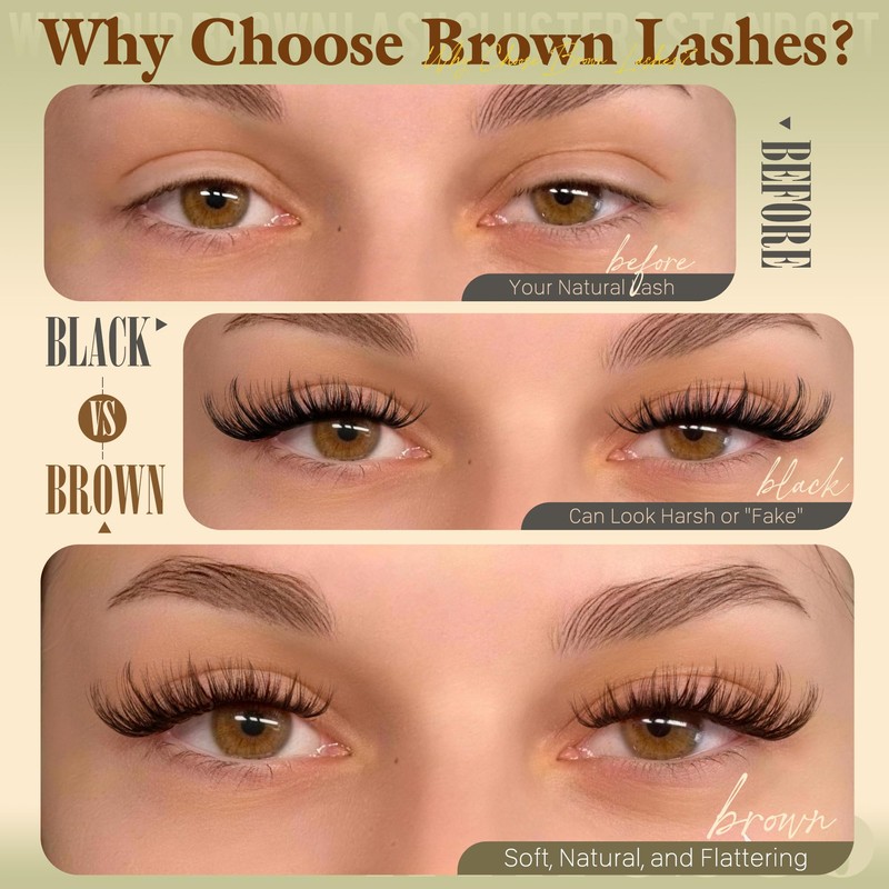 Dark Brown Lash Clusters Wispy Eyelash Clusters Natural Fluffy Lash