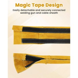 Holulo TIG Welding Torch Cable Cover, Leather Welding Cable Sleeve with Adjustable Velcro Closure, Heat Resistant Welding Hose Cover for MIG Plasma 3.6M（11.8 FT)