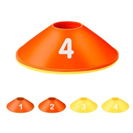 Fifizz 4 Pack Soccer Cones for Sports Training, Football, Soccer, Basketball, Coaching, Practice Equipment, 2 Yellow& 2 Orange，F002