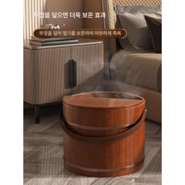 Cedar Tree 삼나무 족욕기 습식 풋케어 족탕 모델명 대야 원형 [뚜껑포함 25cm 고급형 30팩족욕가루포함] Cedar Footbath Spa Model Dae-Yah Round [Includes Lid, 25cm Deluxe Version with 30 Pack Foot Soak Powder]