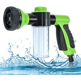 Spritzpistolendüse, Aufsatz Gartenschlauchmit 8 Modi, Hochdruck Handbrause Gartenschlauch Aufsatz mit Seifenspender für Bewässerung Haustiere Bad Autowaschen