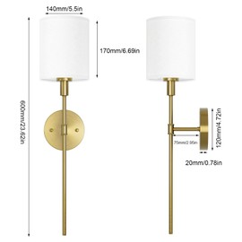 Tipace Brass Wall Lights Battery Operated Wall Sconces Set of 2,Indoor No Wiring Required for Installation Sconces,Remote Control Wall Light Dimmable,Modern Wall Lamp for Bathroom,Bedroom,Hallway