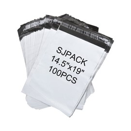 SJPACK 100pcs 14.5x19 Poly Mailers 2.5 Mil Envelopes Shipping Bags With Self Sealing Strip, White Poly Mailers