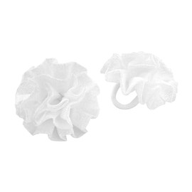 axy Children's Hair Scrunchies Pack of 2 Flower Hair Bobbles for Communion in White, Girls' Ballet Hair Accessories with Fabric Flowers HSG15 (Set of 2 Model 2)