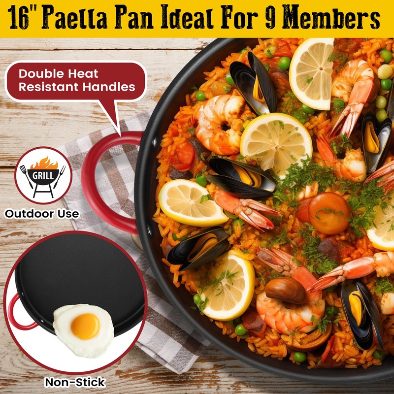 ARC Nonstick Paella Pan, Stainless Steel Burner and Stand Set,